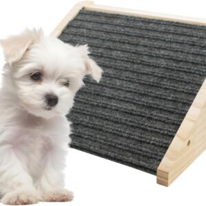 Dog Ramp for Stairs, Wooden Low-Angled Pet Ramps with Anti-Slip Carpet Surface, Step and Stair Assist for Small Medium Dog & Cats, Injured & Aged Pets (1 Pack)