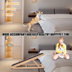 Alternative view of Adjustable Dog Ramp for All Dogs and Cats - Folding Portable Pet Ramp for Couch or Bed with Non Slip Paw Traction Mat, 40”Long and Height Adjustable from 10”to 24” - Up to 250 Lbs Natural