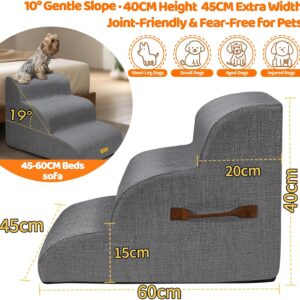 Alternative view of Gimars 30D High-Density Foam & Extra-Wide, Stable 3-Step Dog Stairs, 40cm High Pet Stairs with Washable Cover & Non-Slip Base, Portable Ramp for Small Dogs to Sofa, Bed, Couch, Car