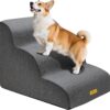 Gimars 30D High-Density Foam & Extra-Wide, Stable 3-Step Dog Stairs, 40cm High Pet Stairs with Washable Cover & Non-Slip Base, Portable Ramp for Small Dogs to Sofa, Bed, Couch, Car
