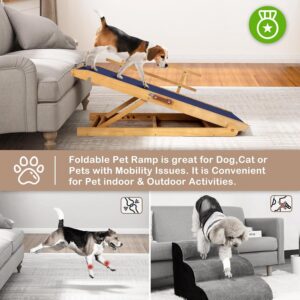 Alternative view of Dog Ramp for Beds, Cars, Couches, Dog Steps Anti-Slip Surface, Dogs Ramps for Old Small Pet,High Traction with Platform, 7 Adjustable Heights 16" to 27" Up, Portable Stairs Design for Dogs, 45.3" Long